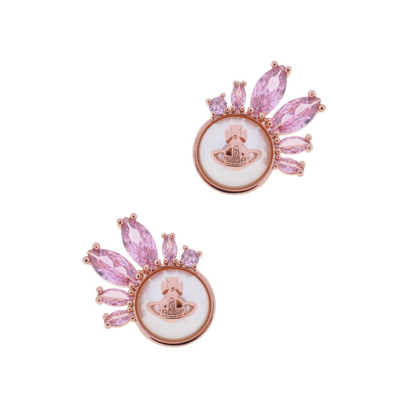 Large pearl malachite stud earrings