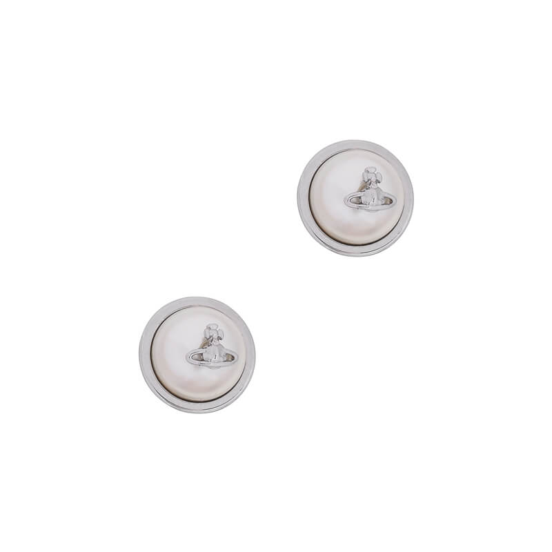 Small Round Pearl Saturn Earrings