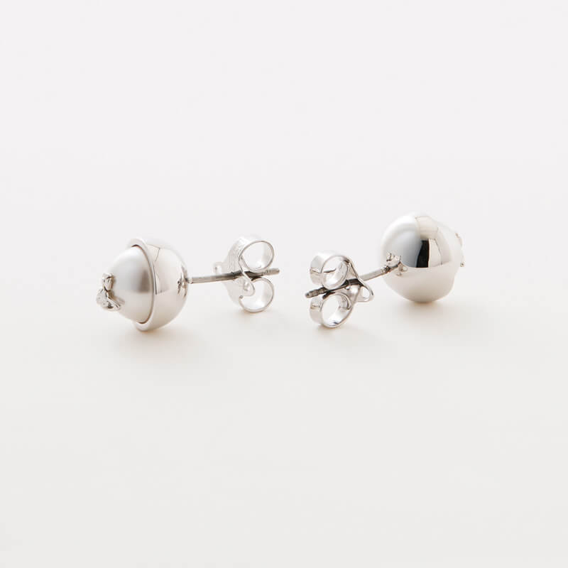 Small Round Pearl Saturn Earrings