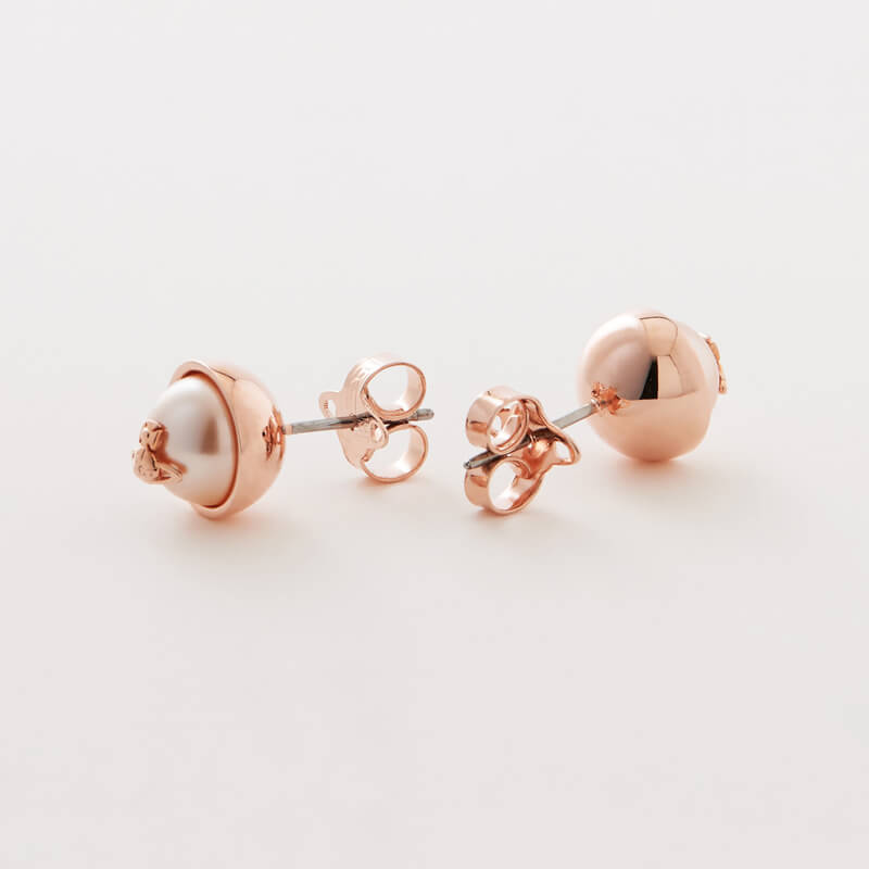 Small Round Pearl Saturn Earrings