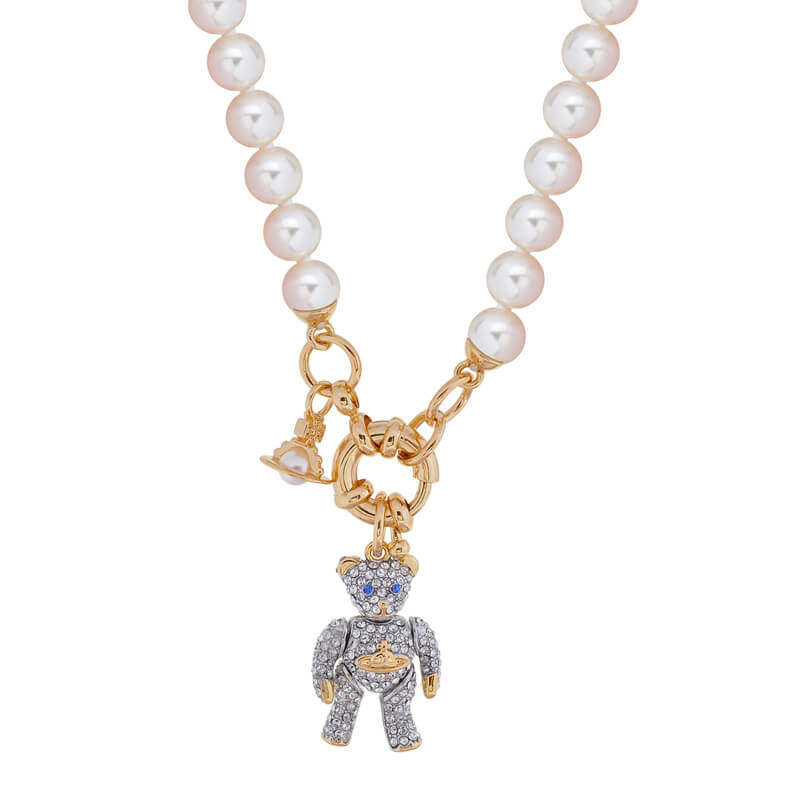 TEDDY Cubic Movable Bear Pearl Necklace