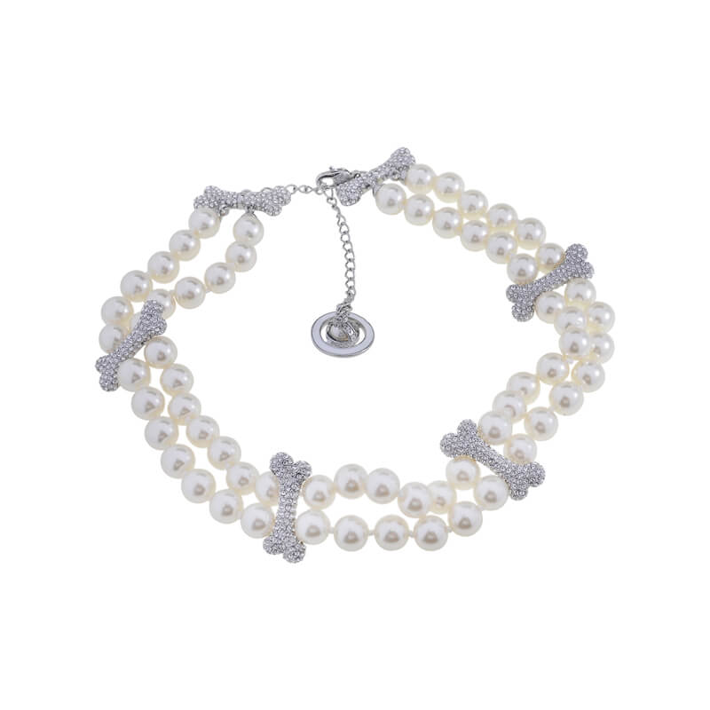 FAUSTINE bone double row pearl necklace