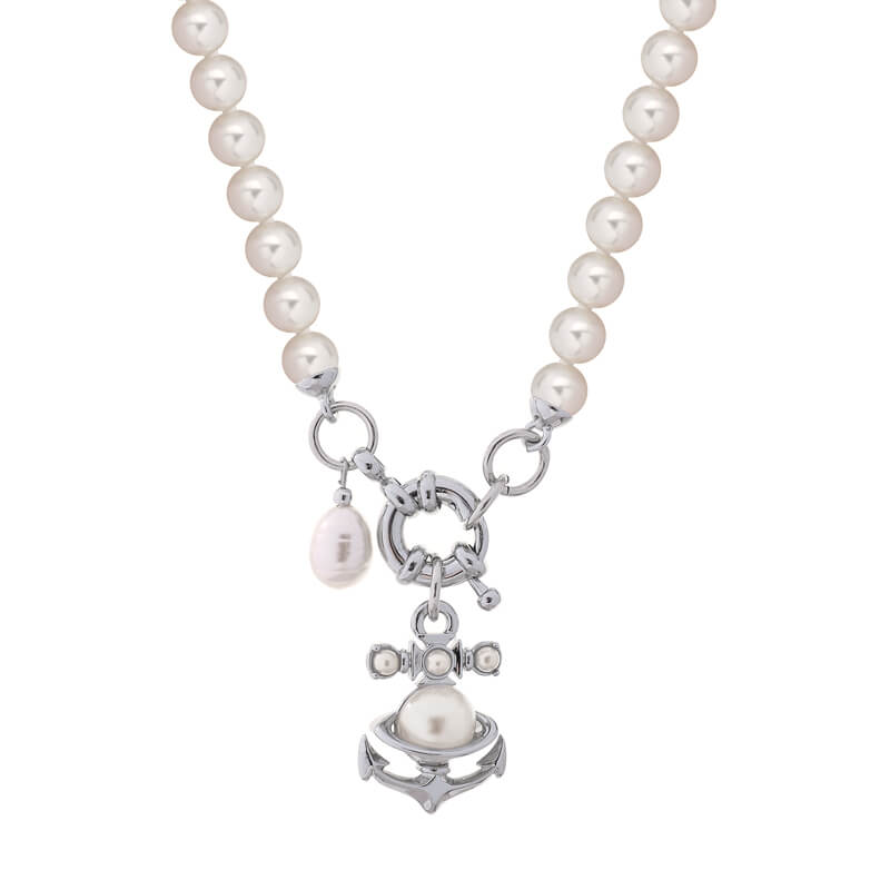 MARIALENA small boat anchor pearl necklace