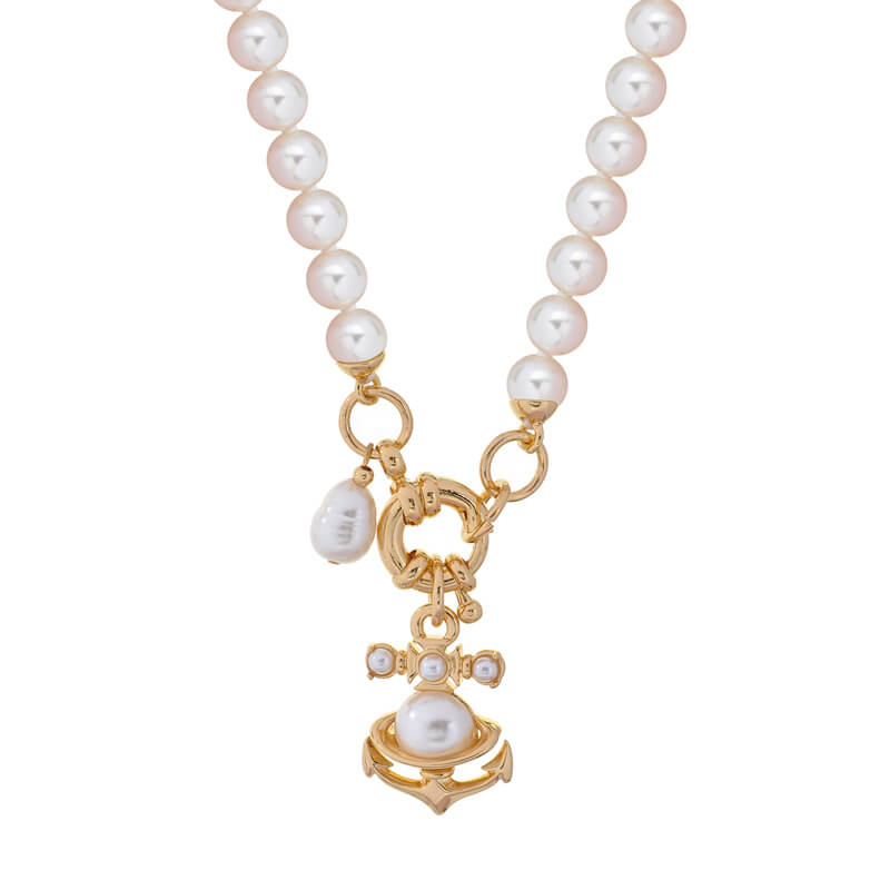 MARIALENA small boat anchor pearl necklace