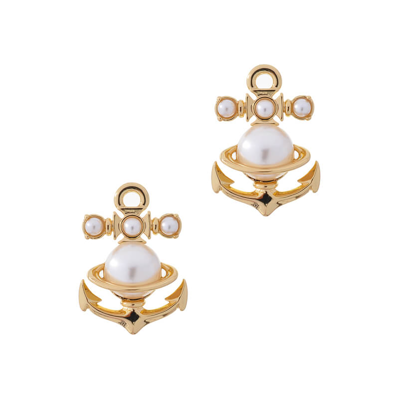MARIALENA small boat anchor pearl earrings