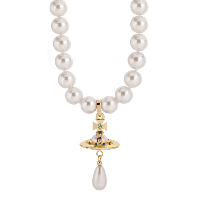 One layer three-dimensional Saturn pearl necklace