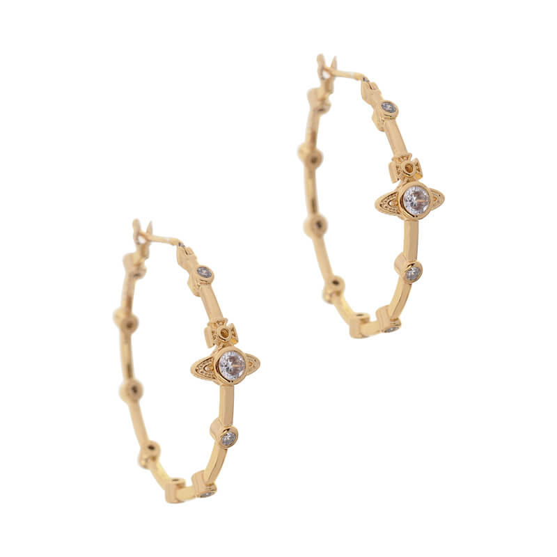 FELICIA Multi-diamond Bamboo Small Saturn Earrings