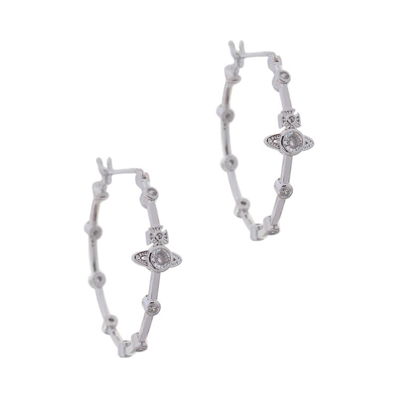 FELICIA Multi-diamond Bamboo Small Saturn Earrings