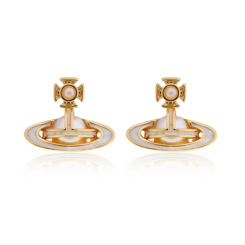 SIMONETTA Lacquered raised half-face pearl earrings