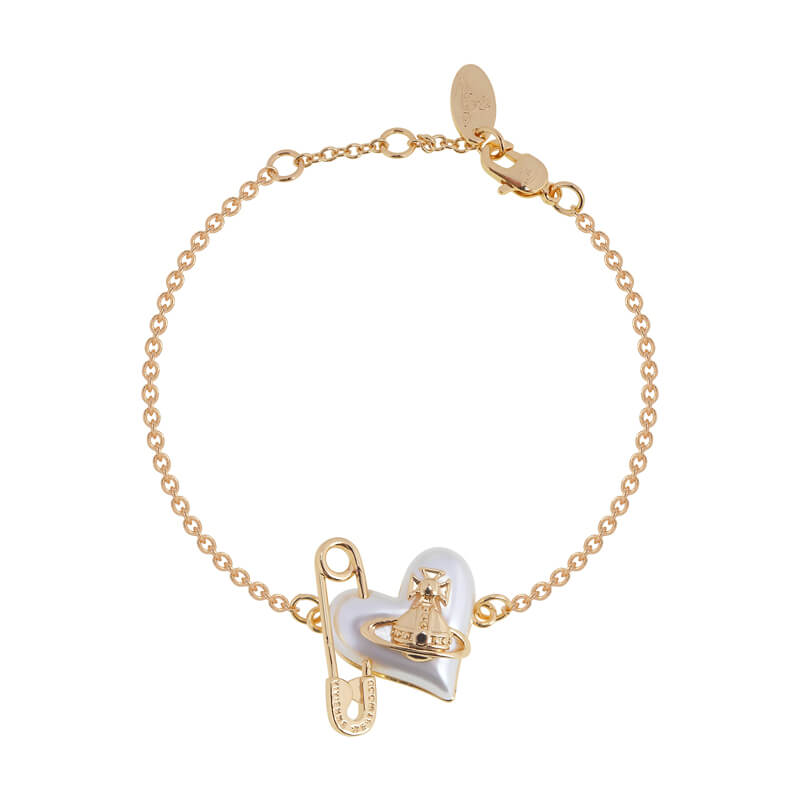 ORIETTA peach heart pearl pin bracelets