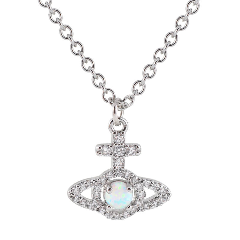 OLYMPIA Cross Line Zirconia Necklace
