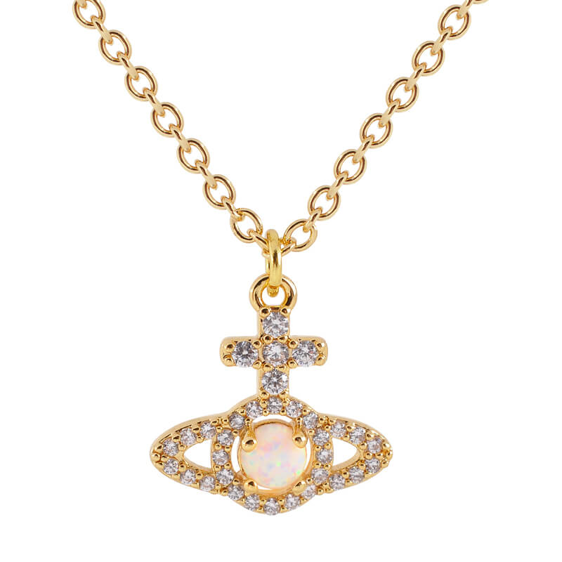 OLYMPIA Cross Line Zirconia Necklace