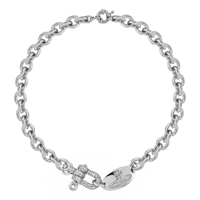 Full Diamond U-shaped Clasp Chain Necklace
