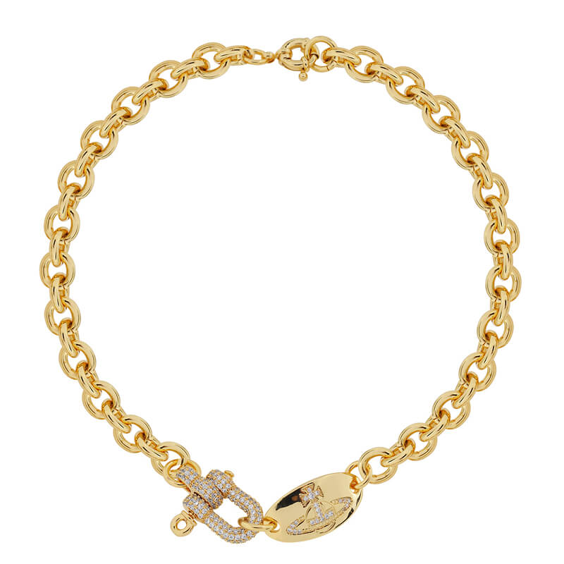 Full Diamond U-shaped Clasp Chain Necklace