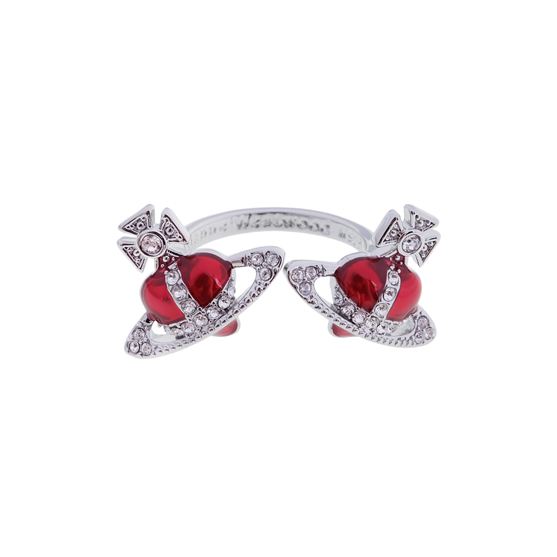 DIAMANTE Double Heart Ring