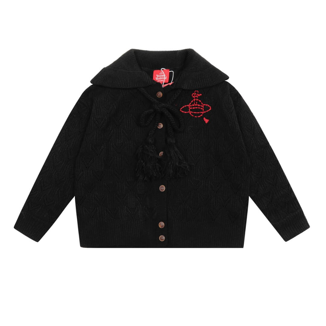 2 Colors Lacy Bow Saturn Sweater