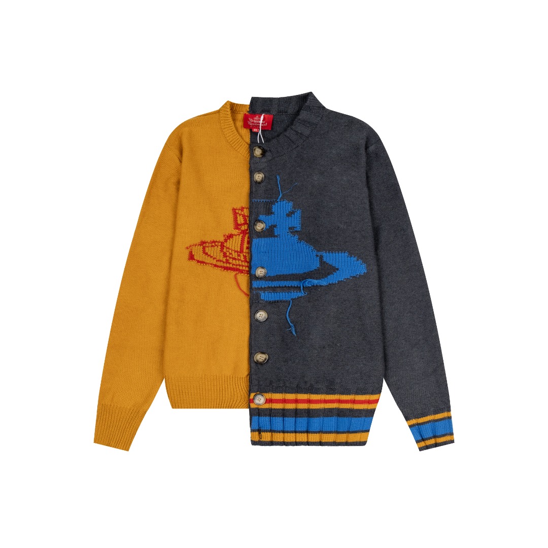 HALF & HALF Crew Neck Cardigan