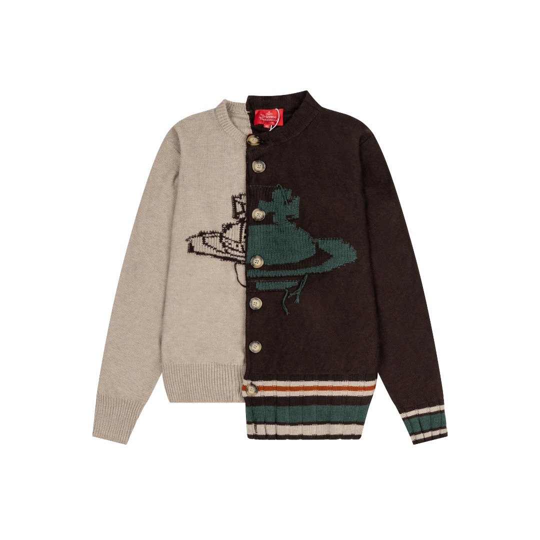 HALF & HALF Crew Neck Cardigan