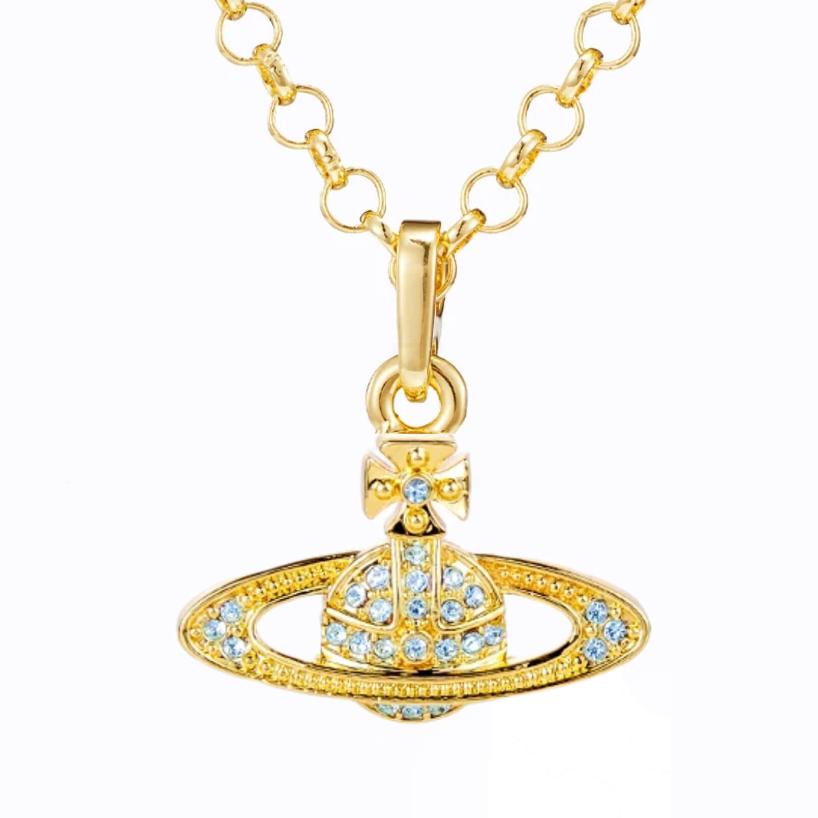 Classic Full Diamond Saturn Necklace