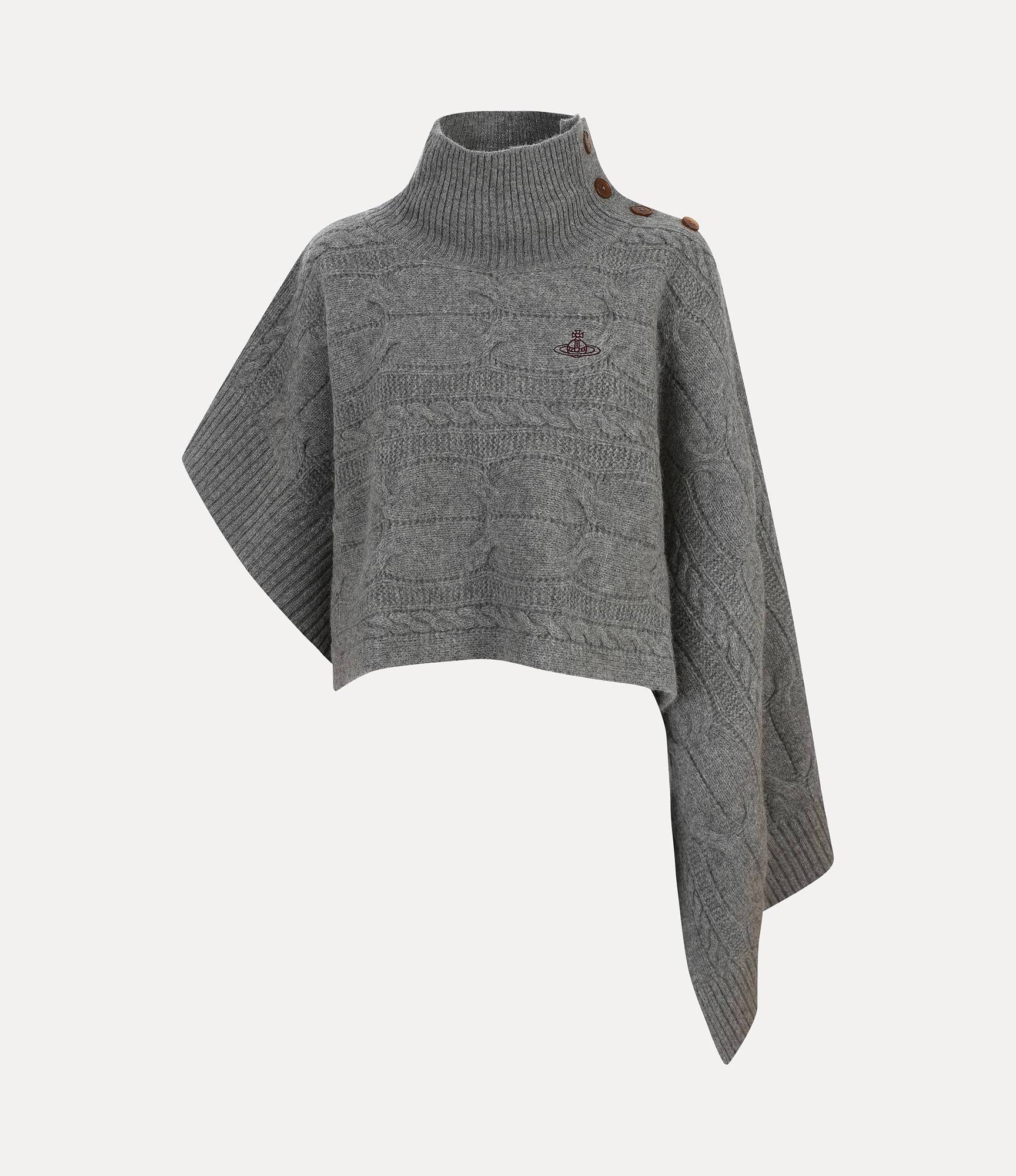 Asymmetrical Cable-Knit Cape