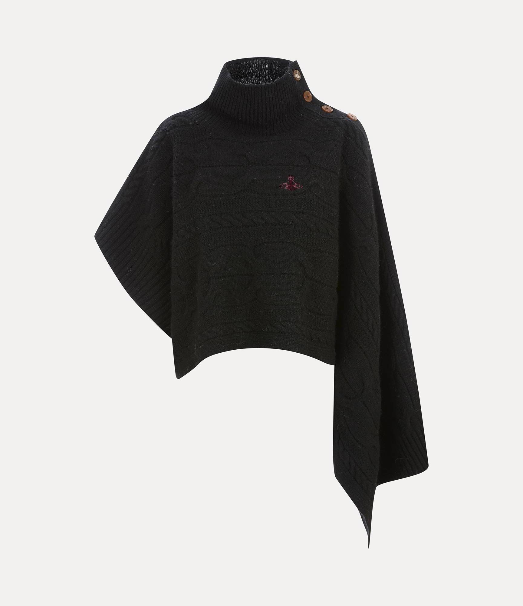 Asymmetrical Cable-Knit Cape