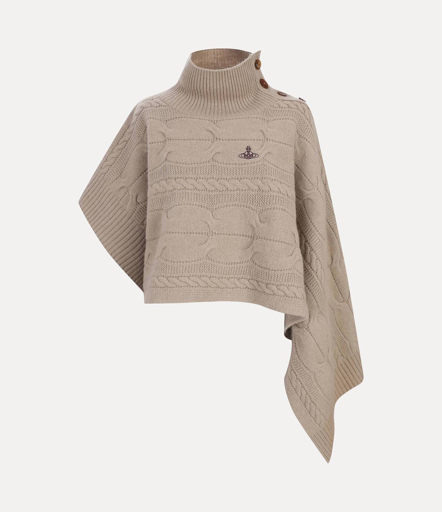 Asymmetrical Cable-Knit Cape