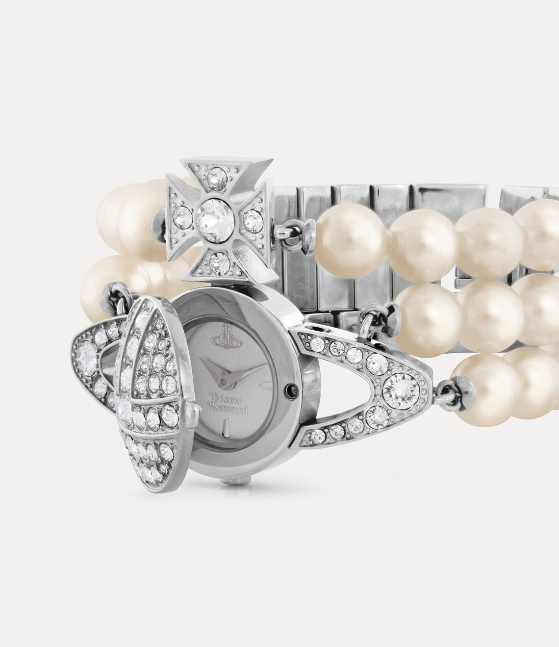 The Strand Watch-Triple Pearl  Diamond  Watch