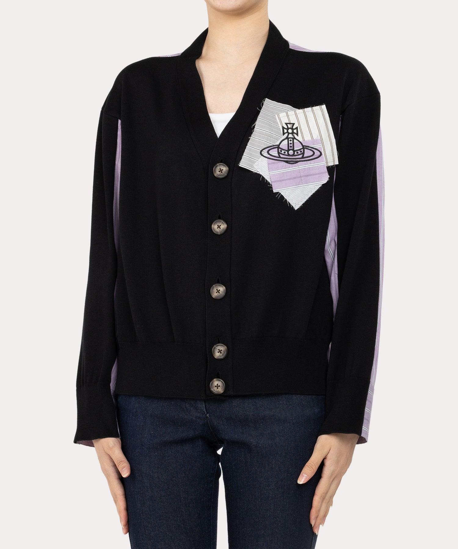 Stripe ORB PATCH V-Neck Cardigan