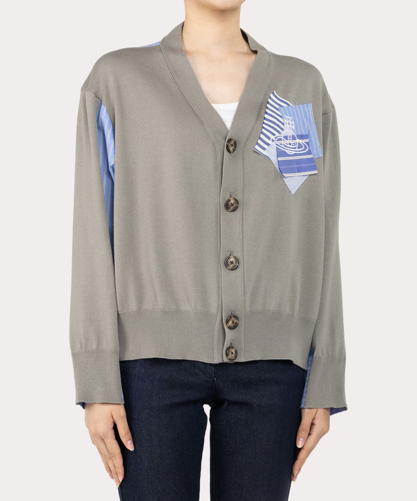 Stripe ORB PATCH V-Neck Cardigan