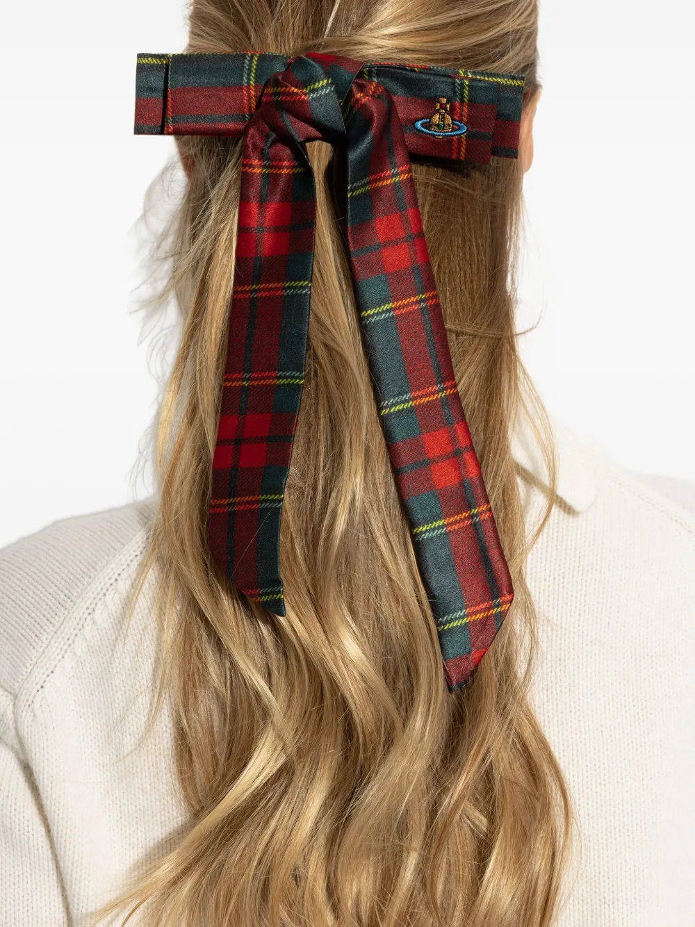 tartan orb-detail hair accessory