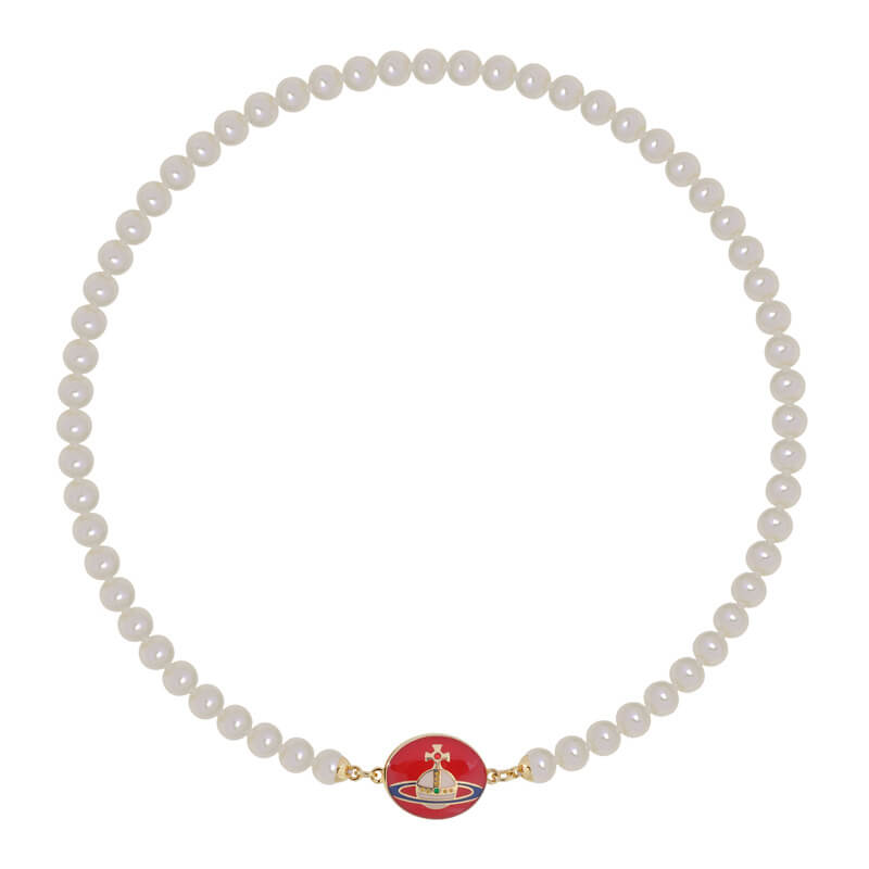 Enamel Suction Pearl Necklace