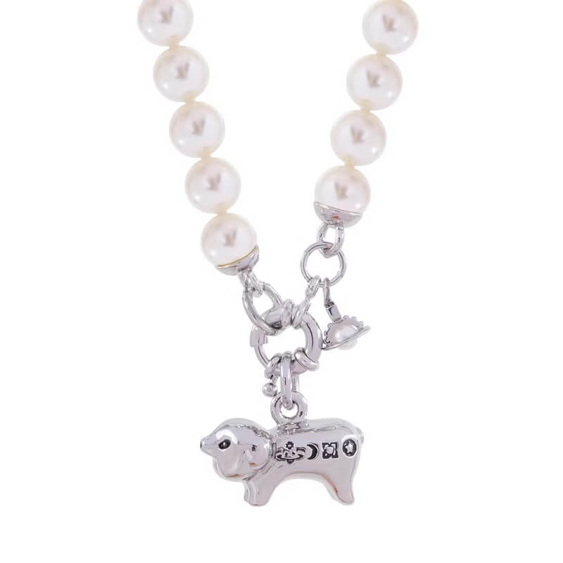 JUANITA Pig Saturn Letters Pearl Necklace