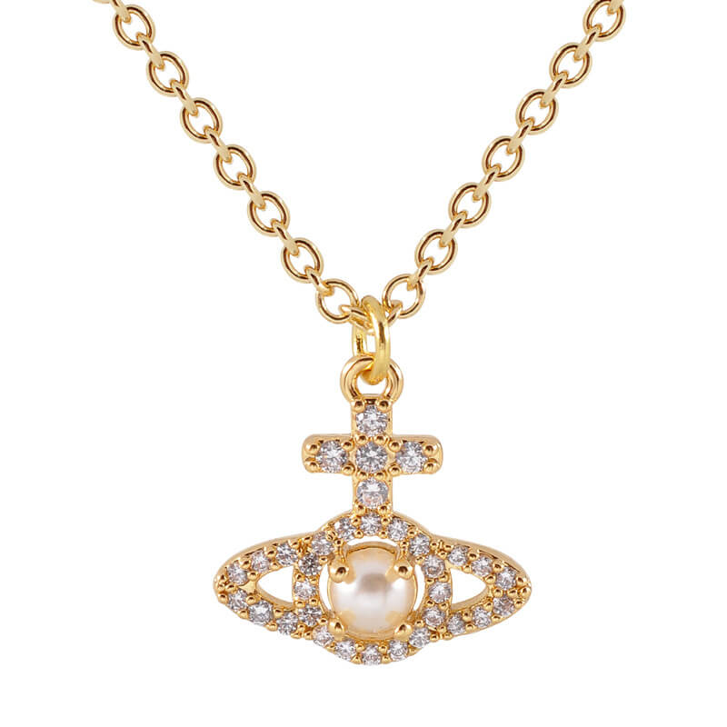OLYMPIA Cross Line Zirconia Necklace
