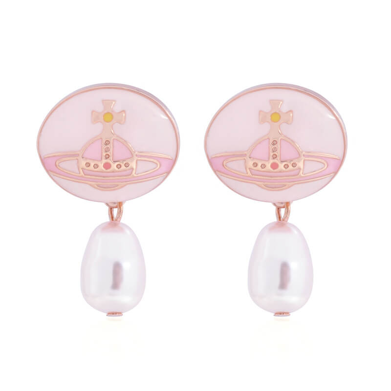 Enameled Pearl Detachable Earrings