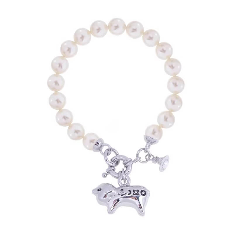 JUANITA Pig Saturn Letters Pearl Bracelet