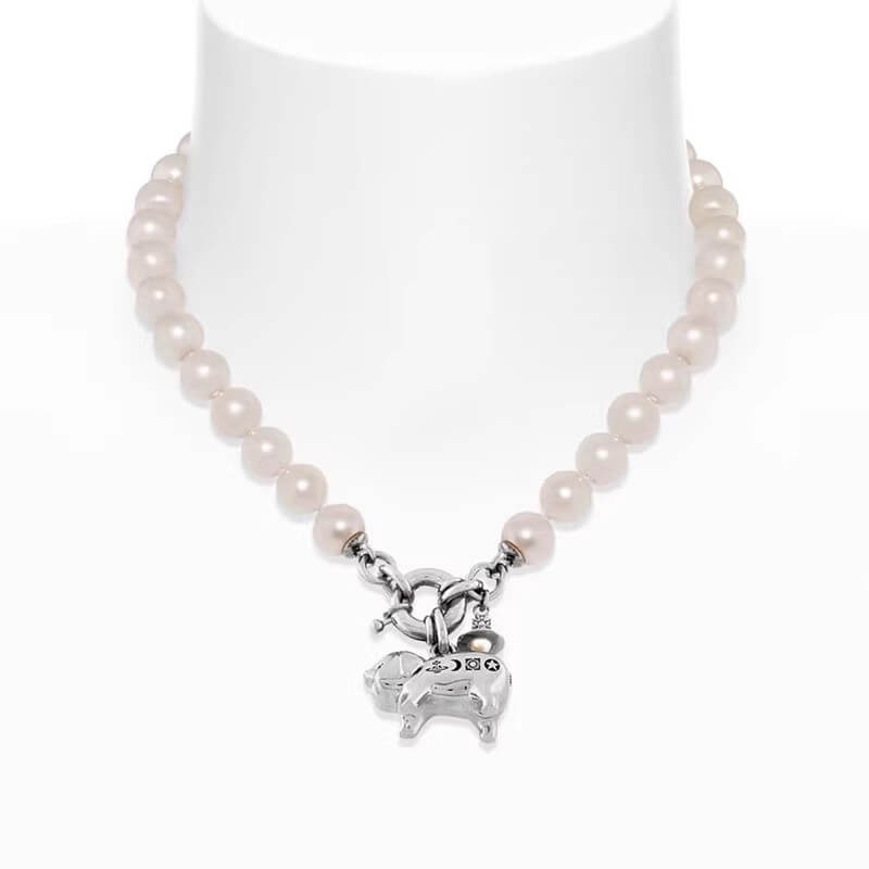 JUANITA Pig Saturn Letters Pearl Necklace