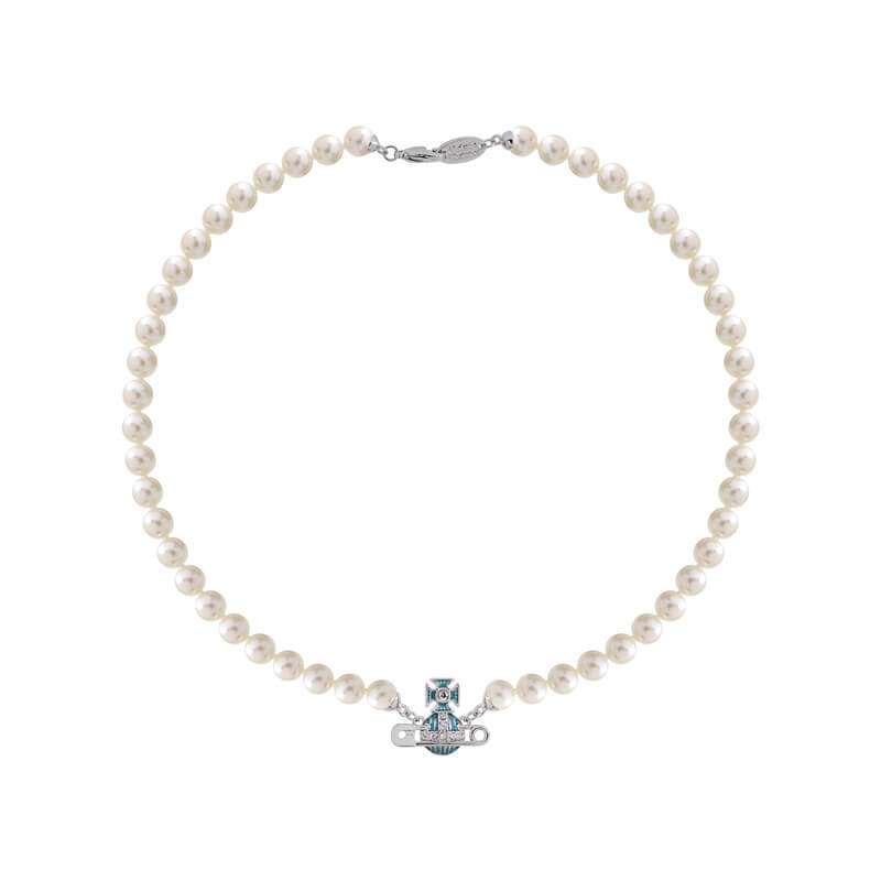 KITTY Pin Lacquered Saturn Pearl Necklace