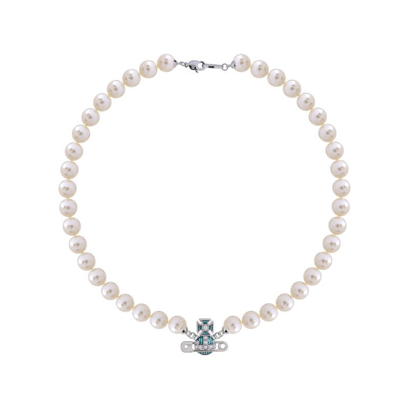 KITTY Pin Lacquered Saturn Pearl Necklace