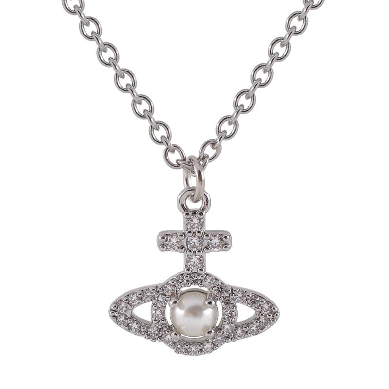 OLYMPIA Cross Line Zirconia Necklace
