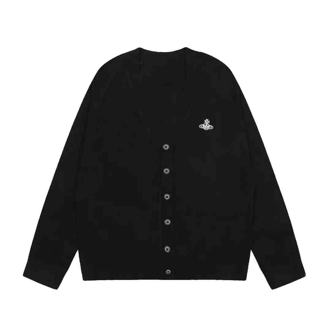 Knitted Sweater Saturn Embroidery V-Neck Cardigan