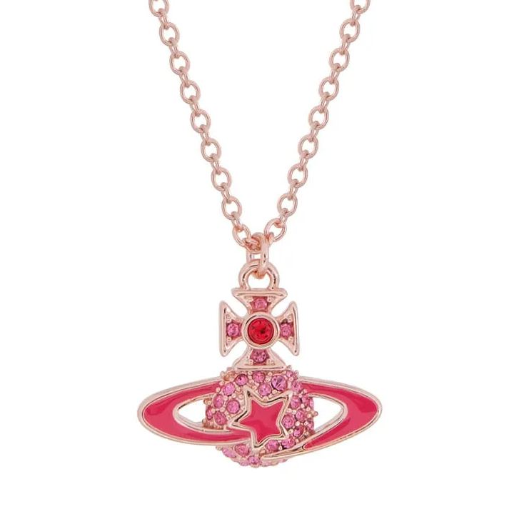 DARLENE Blue Enamel Saturn Necklace