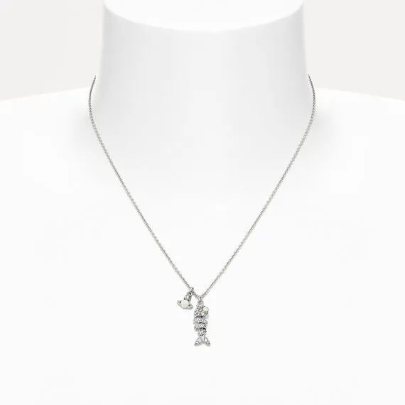 Lyall Fishbone Diamond Pendant Necklace