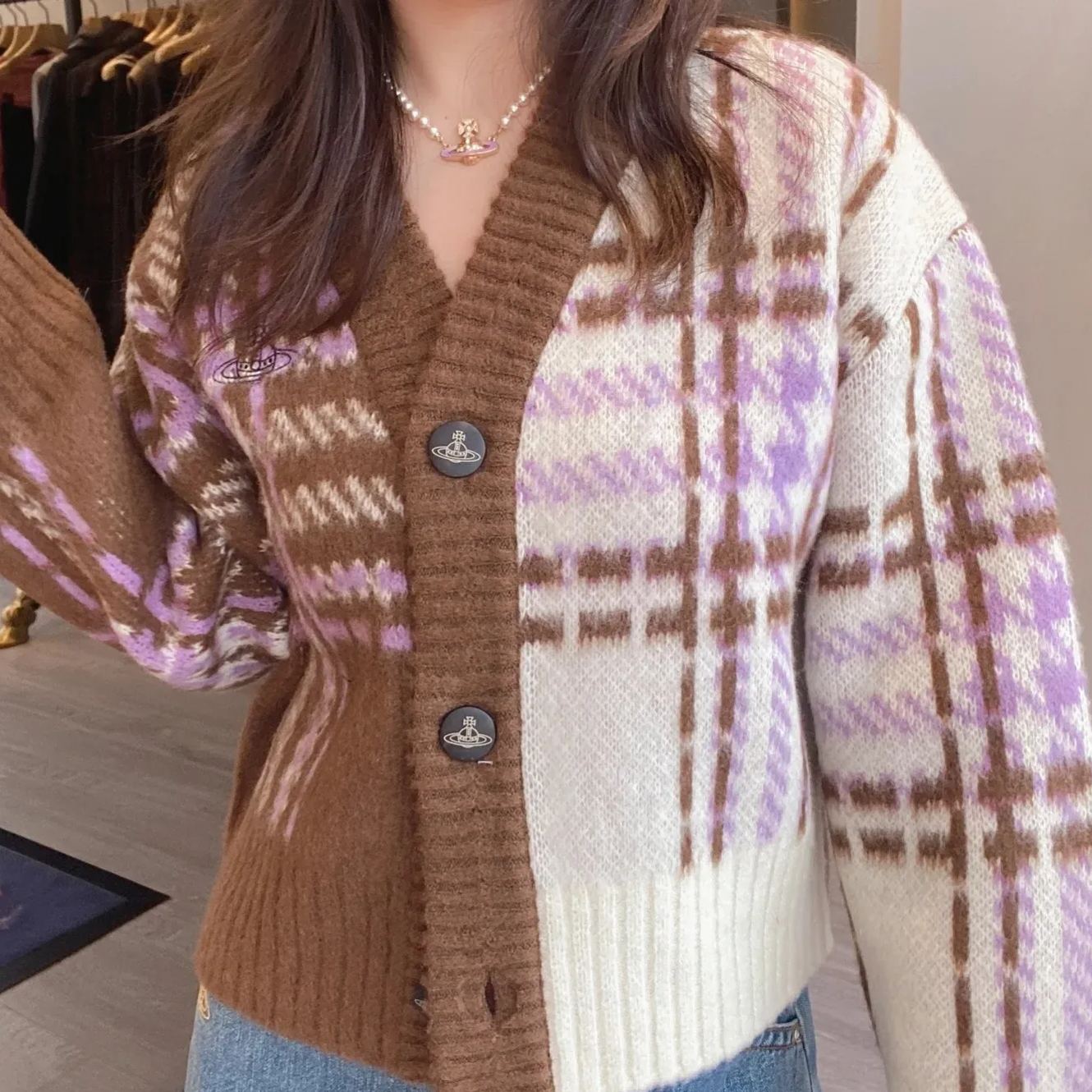 Colorblocked Cardigan Saturn Sweater