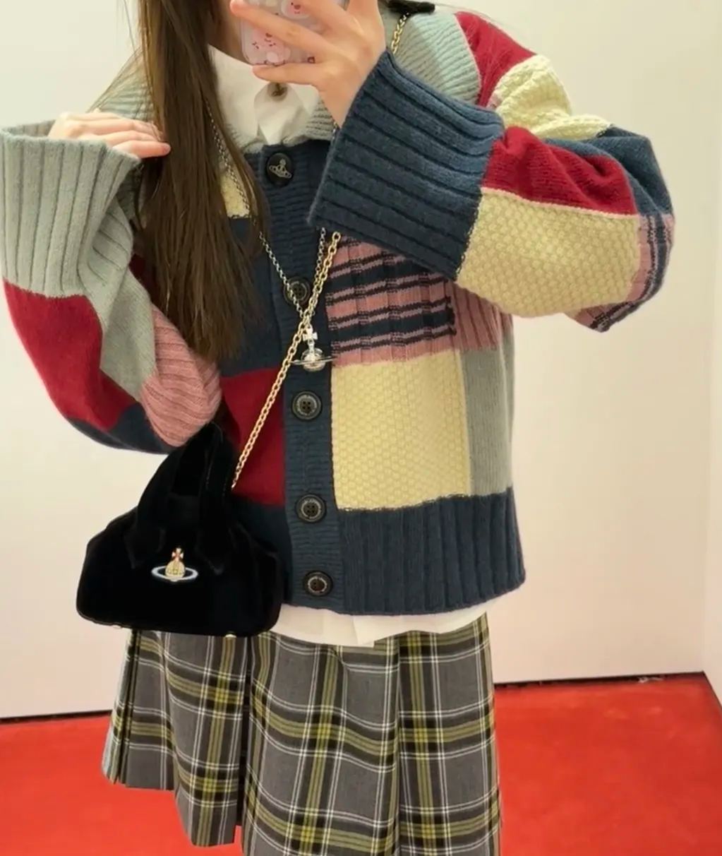 Colorblock Plaid Saturn Sweater