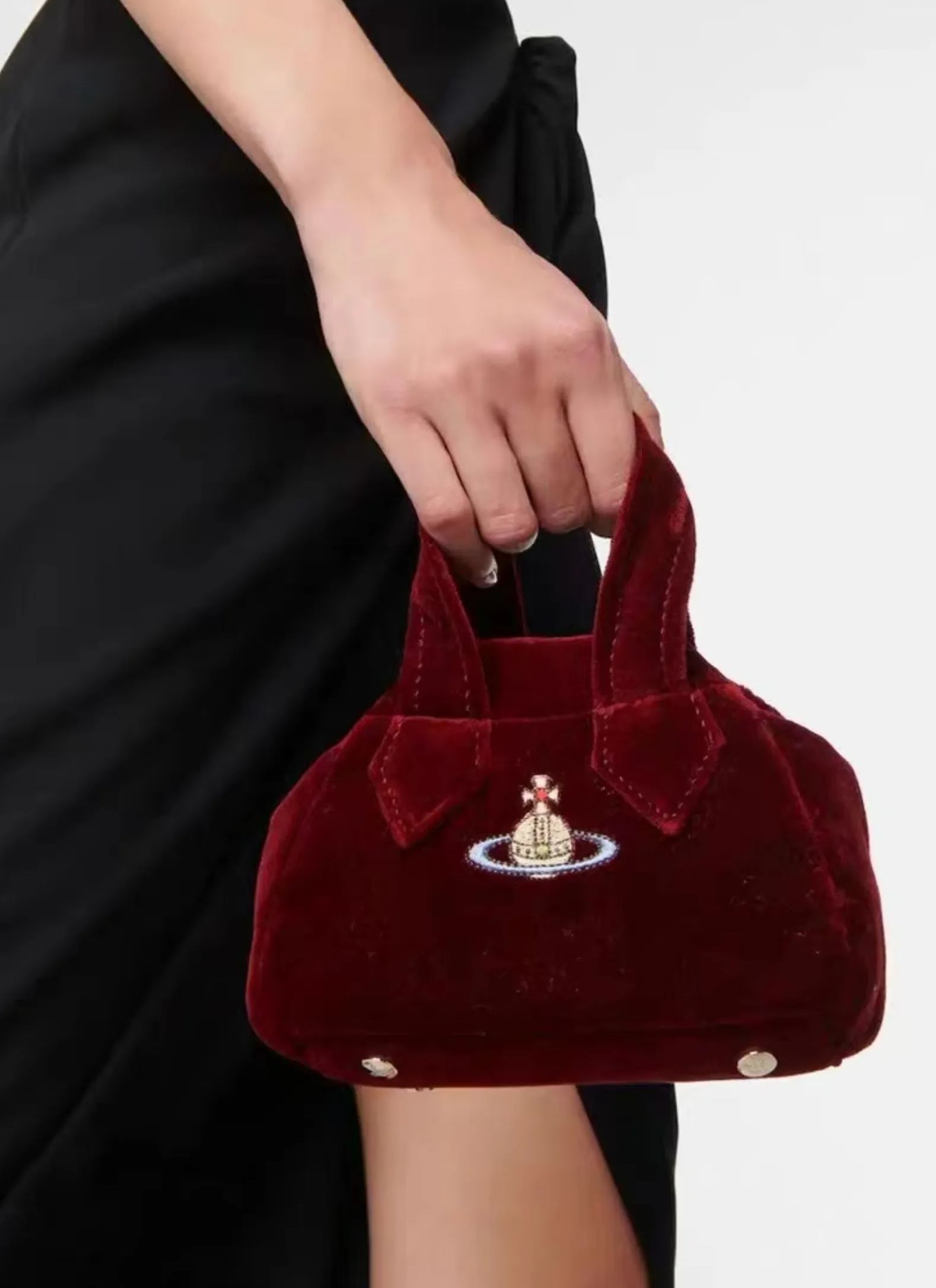 Velvet Bowling Mini Handbag Chain Crossbody