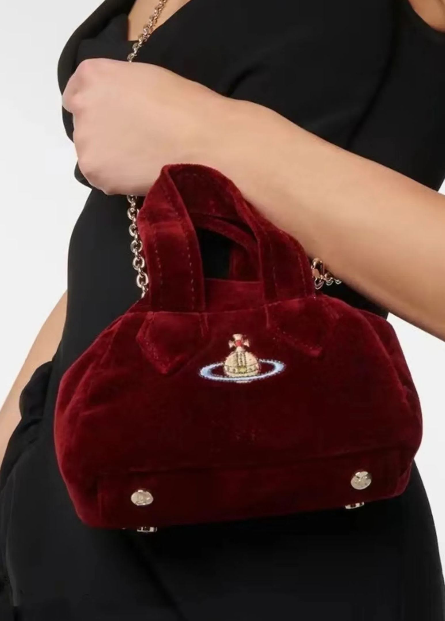 Velvet Bowling Mini Handbag Chain Crossbody