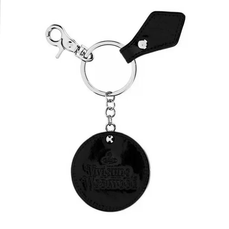 Leather Saturn Mirror Keychain