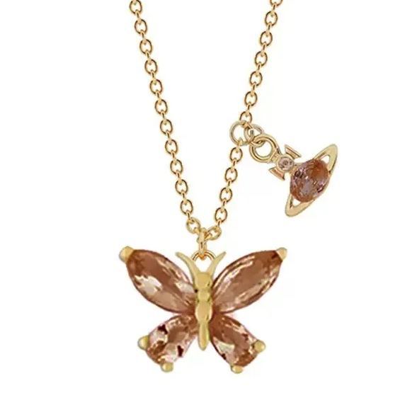 NEW-ELIANNE Butterfly Saturn Diamond Necklace