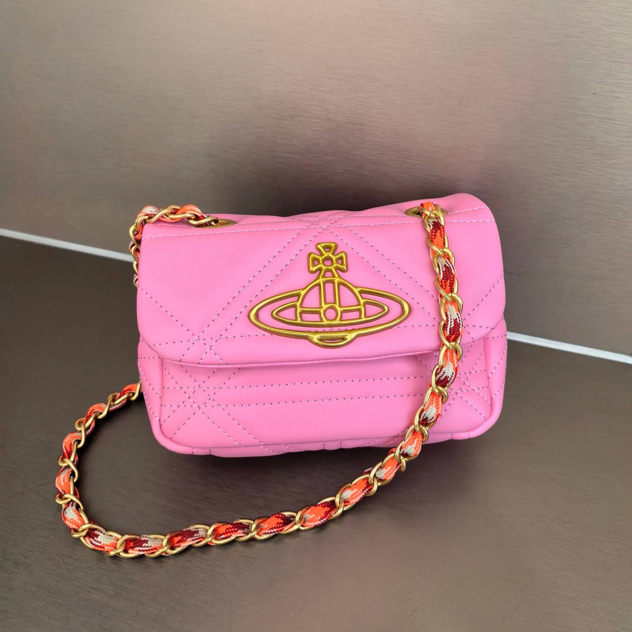 2 Colors VINNIE Plaid Saturn Chain Bag