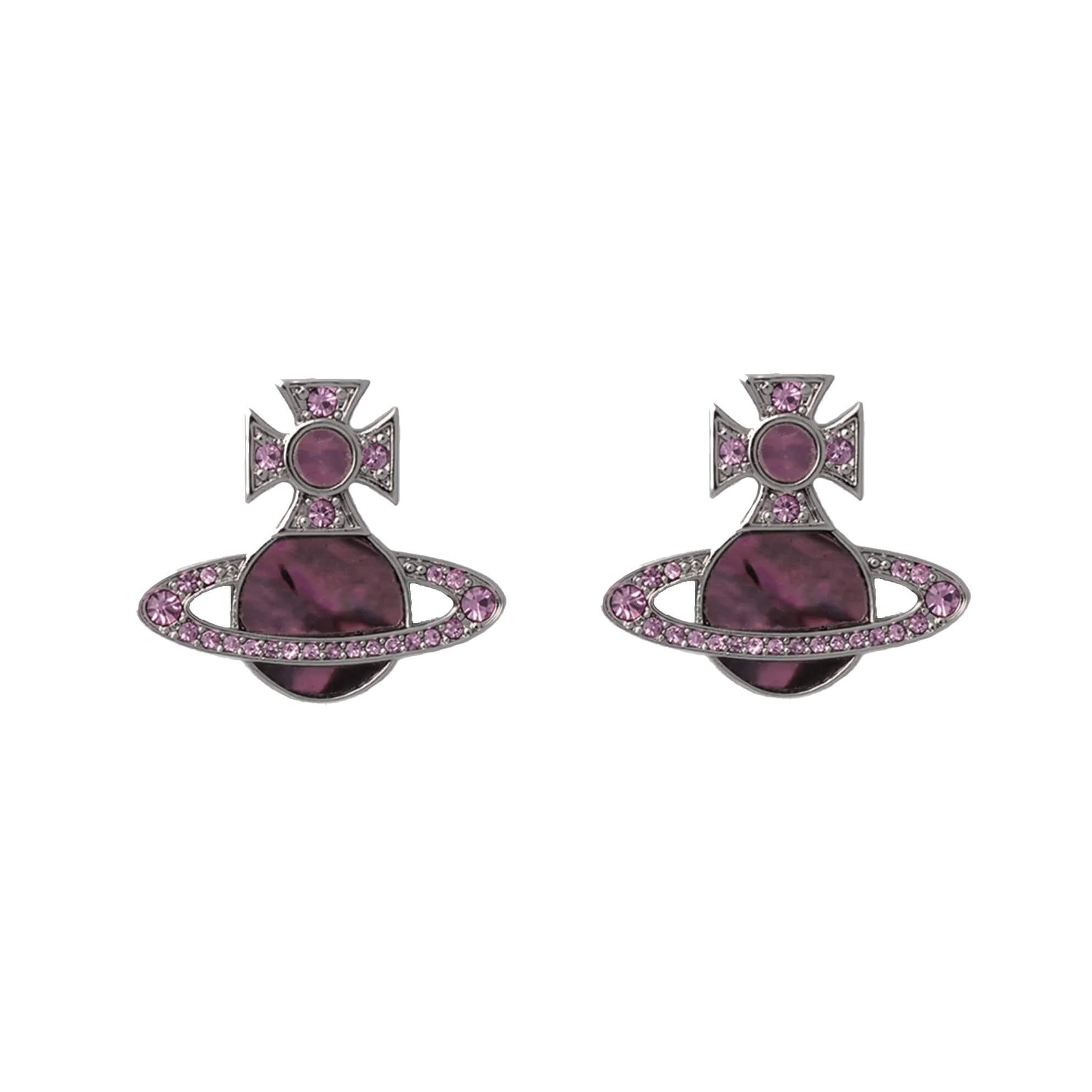 2 Colors RINA Diamond Shell Saturn Earrings
